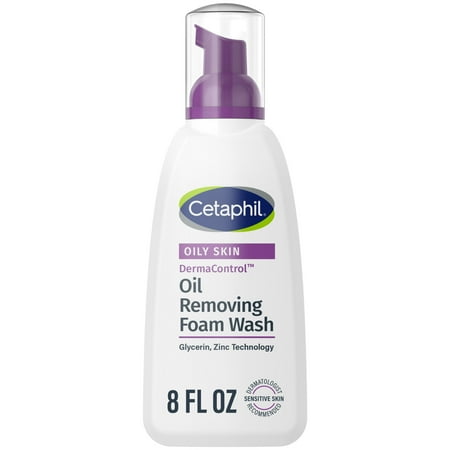 Cetaphil Derma Control Oil Removing Foam Wash for Oliy, Sensitive Skin, 8 fl oz
