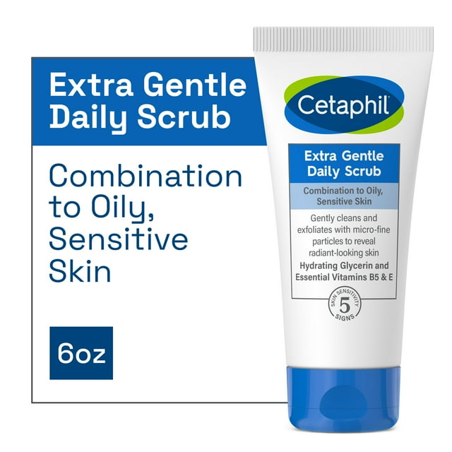 Cetaphil Extra Gentle Daily Scrub, Exfoliating Face Wash For All Skin Types, 6 oz