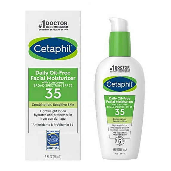 Cetaphil Face Moisturizer, Daily Oil Free Facial Moisturizer with SPF 35, For Dry or Oily Combination Sensitive Skin, Fragrance Free Face Lotion