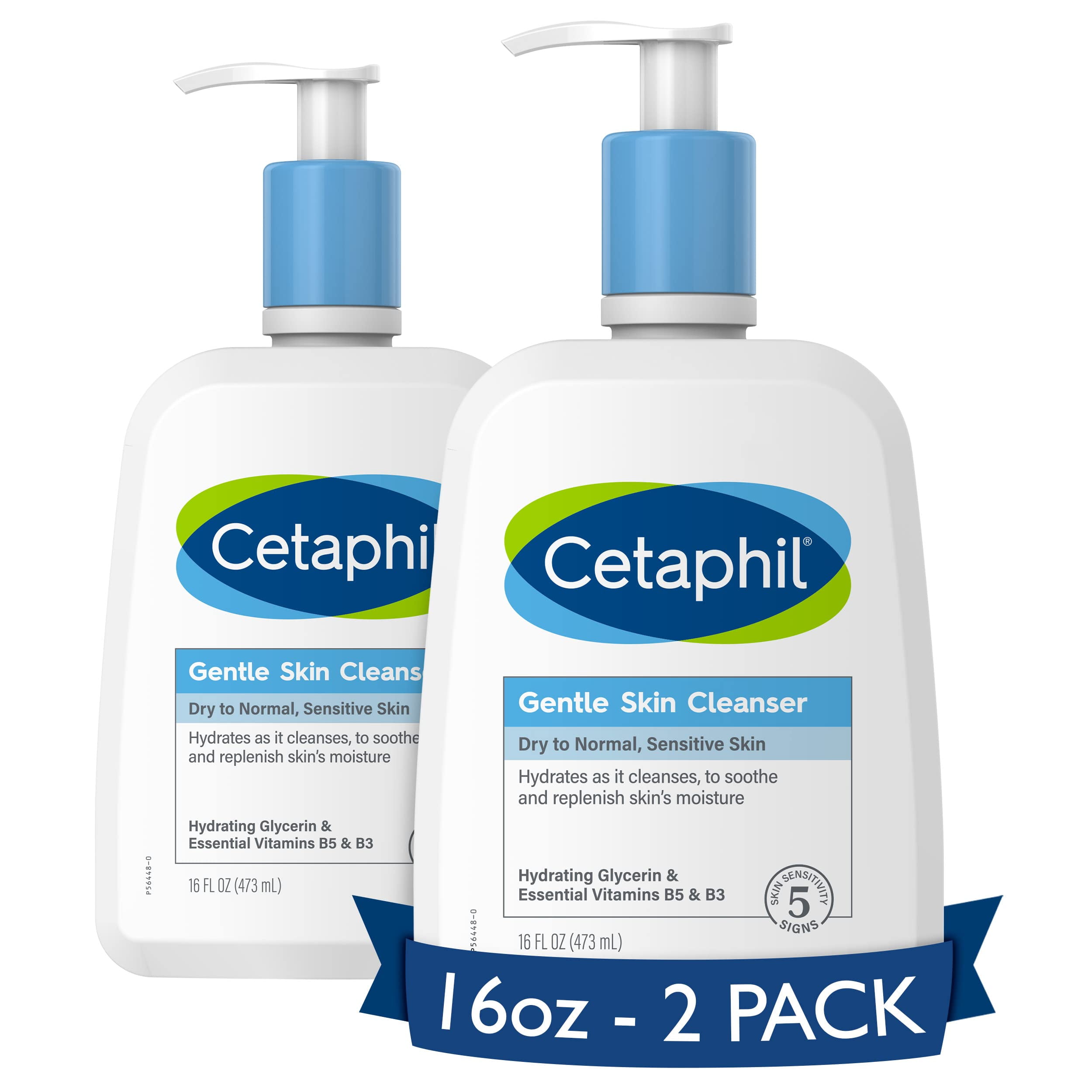 Cetaphil Face Wash, Hydrating Gentle Skin Cleanser For Dry To Normal Sensitive Skin, 16 Oz 2 Pack, Fragrance Free, Soap Free And Non-Foaming