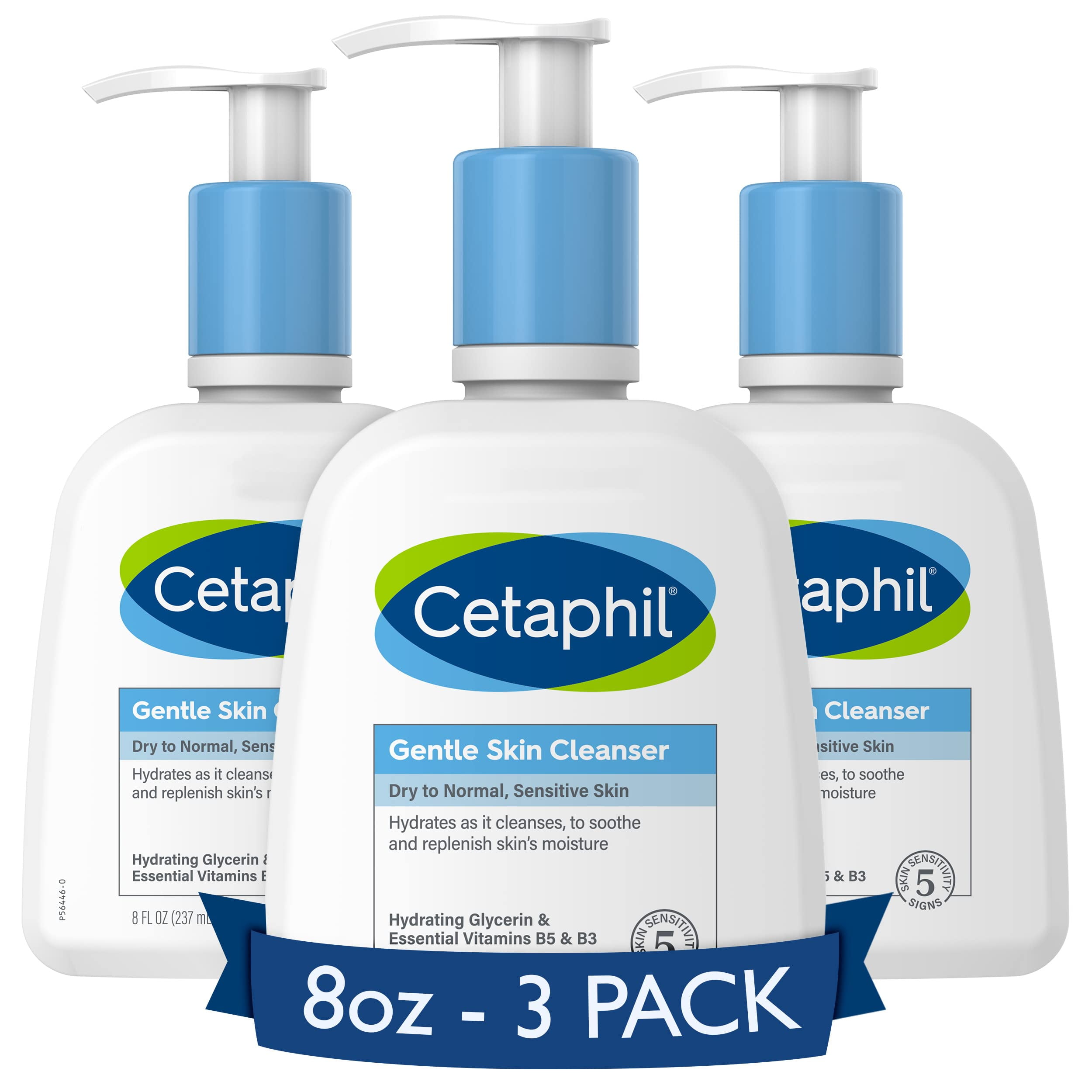 Cetaphil Face Wash, Hydrating Gentle Skin Cleanser For Dry To Normal Sensitive Skin, New 8 Oz 3 Pack, Fragrance Free, Soap Free And Non-Foaming.