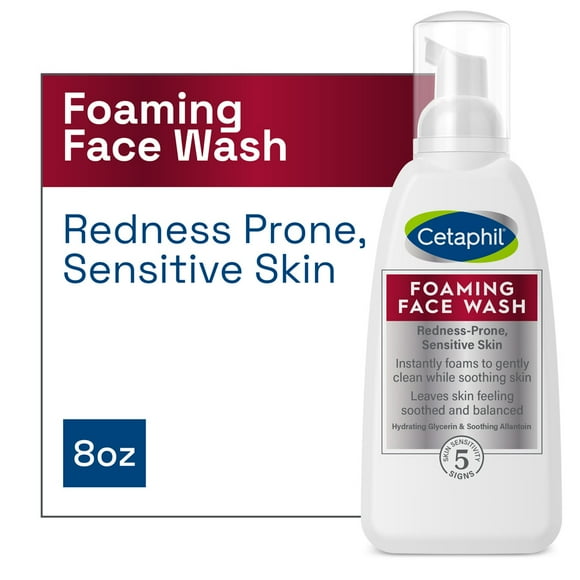 Cetaphil Foaming Face Wash for Sensitive Skin, 8 oz, Soothes Redness Prone Skin
