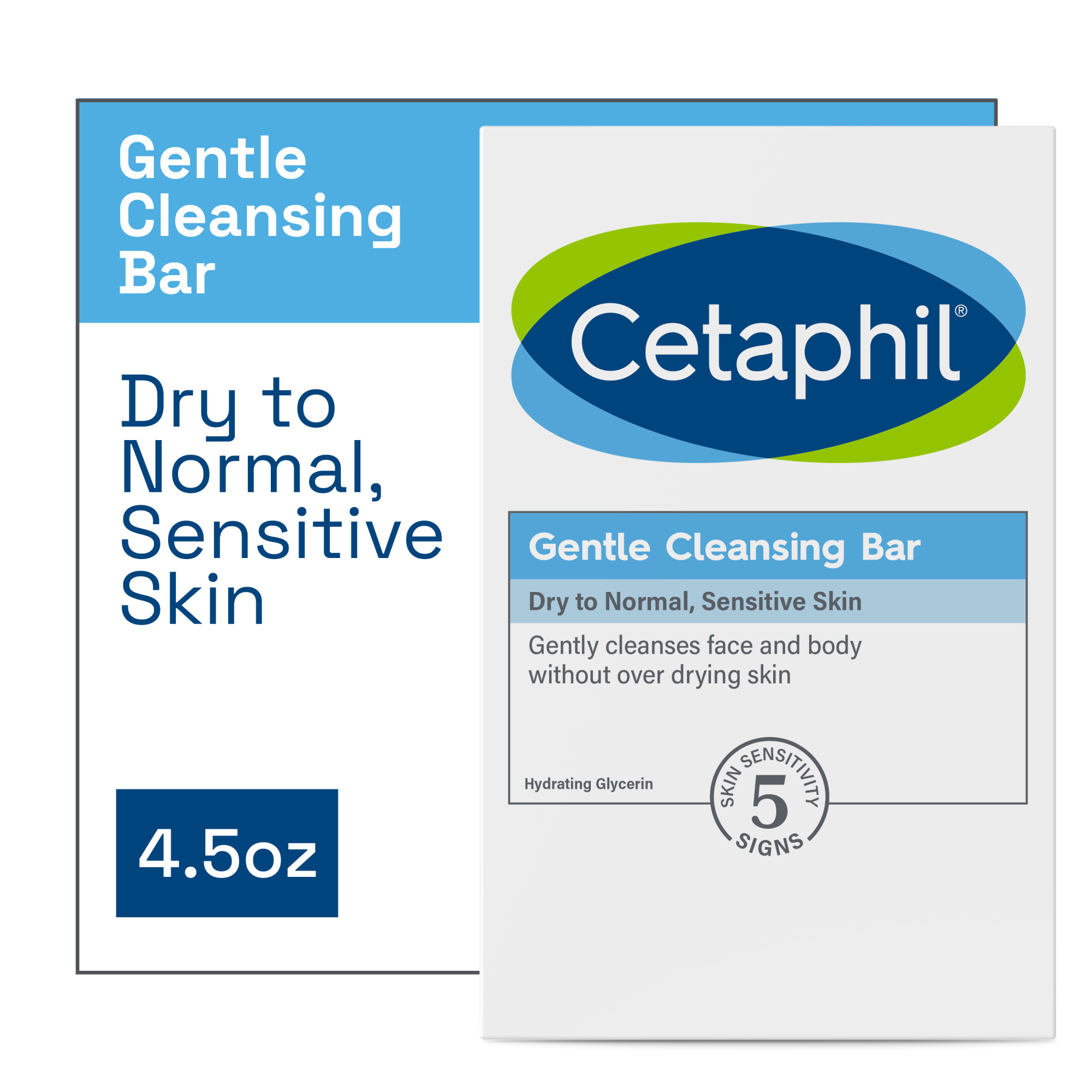 Cetaphil Gentle Cleansing Bar, 4.5 oz, Nourishing Cleansing Bar For Dry, Sensitive Skin - image 1 of 8