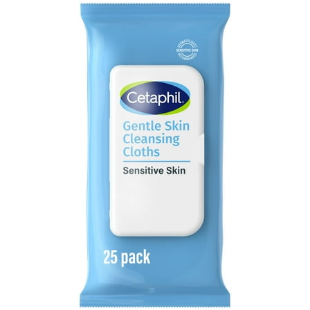 Cetaphil Gentle Skin Cleansing Cloths, 25 ct, Fragrance Free Face and Body Wipes