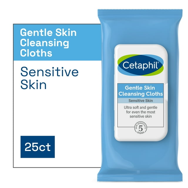 Cetaphil Gentle Skin Cleansing Cloths, 25 ct, Fragrance Free Face and Body Wipes