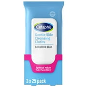 Cetaphil Gentle Skin Cleansing Cloths, 50ct, Twin Pack, Fragrance Free Face and Body Wipes