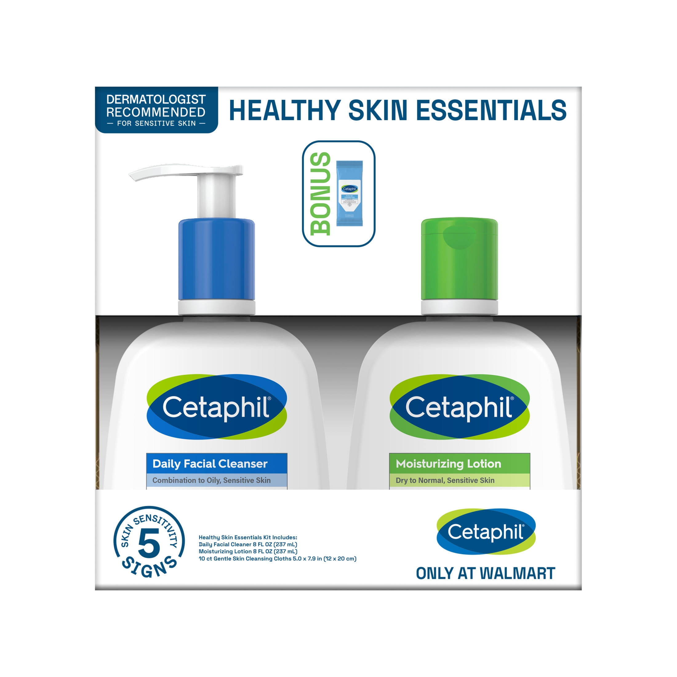 Cetaphil Healthy Skin Essentials Kit, Daily Facial Cleanser & Moisturizing Lotion