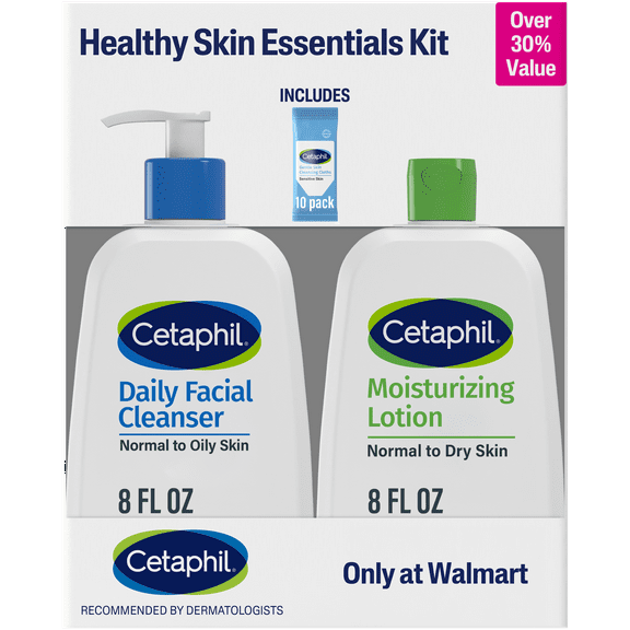 Cetaphil Healthy Skin Essentials Kit, Daily Facial Cleanser & Moisturizing Lotion