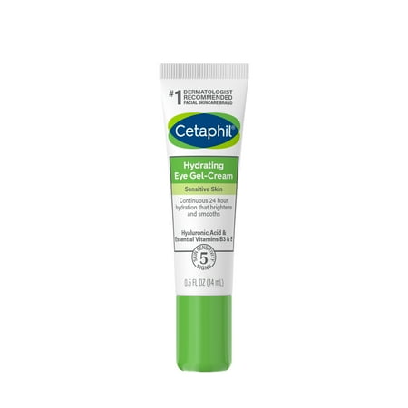 Cetaphil Hydrating Eye Gel Cream for Sensitive Skin with Hyaluronic Acid, 0.5 oz