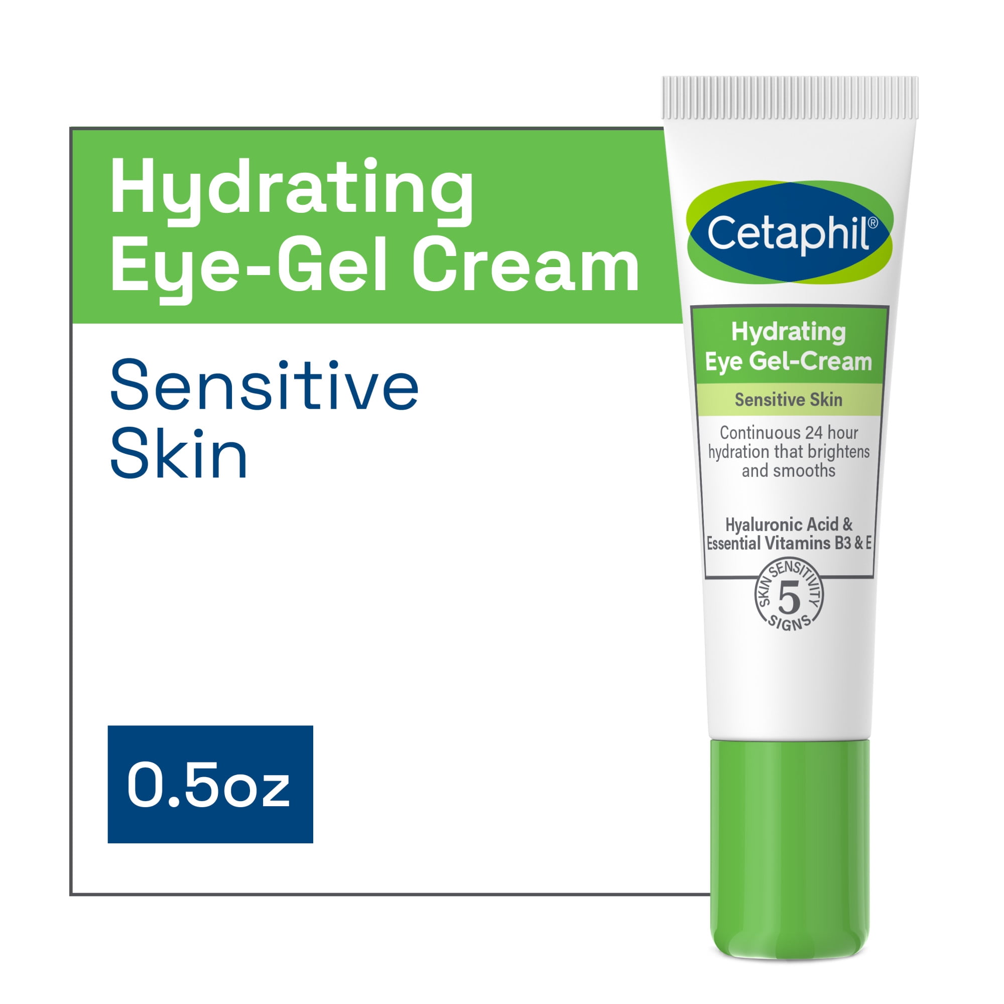 Cetaphil Hydrating Eye Gel-Cream With Hyaluronic Acid, 0.5 oz, Brightens &  Smooths Under Eyes