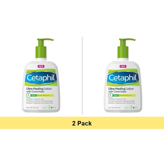 Cetaphil Intensive Healing Lotion with Ceramides for Dry, Rough, Flaky Skin, 16 oz - 2 Pack
