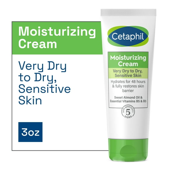 Cetaphil Moisturizing Cream for Dry to Very Dry, Fragrance Free, Non-Comedogenic, 3 oz