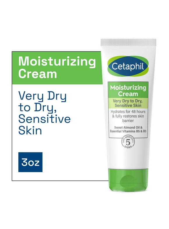 Cetaphil Moisturizing Cream for Dry to Very Dry, Fragrance Free, Non-Comedogenic, 3 oz