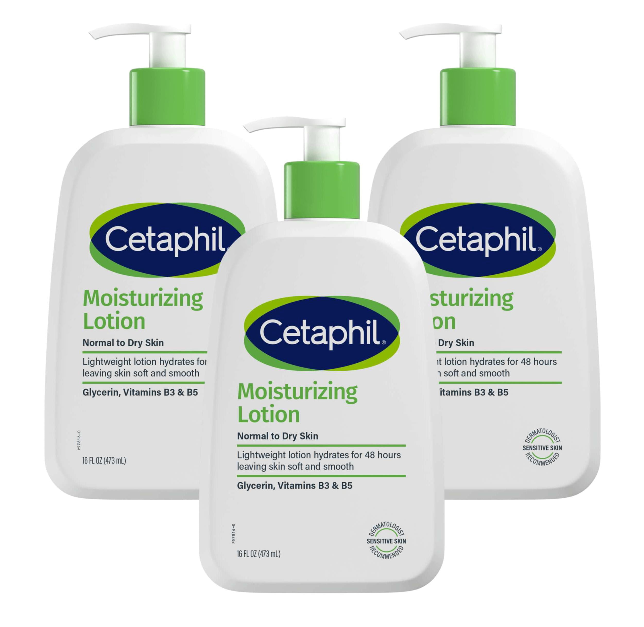 Cetaphil Moisturizing Lotion 16oz Pump Dry To Normal Skin (Pack of 3)