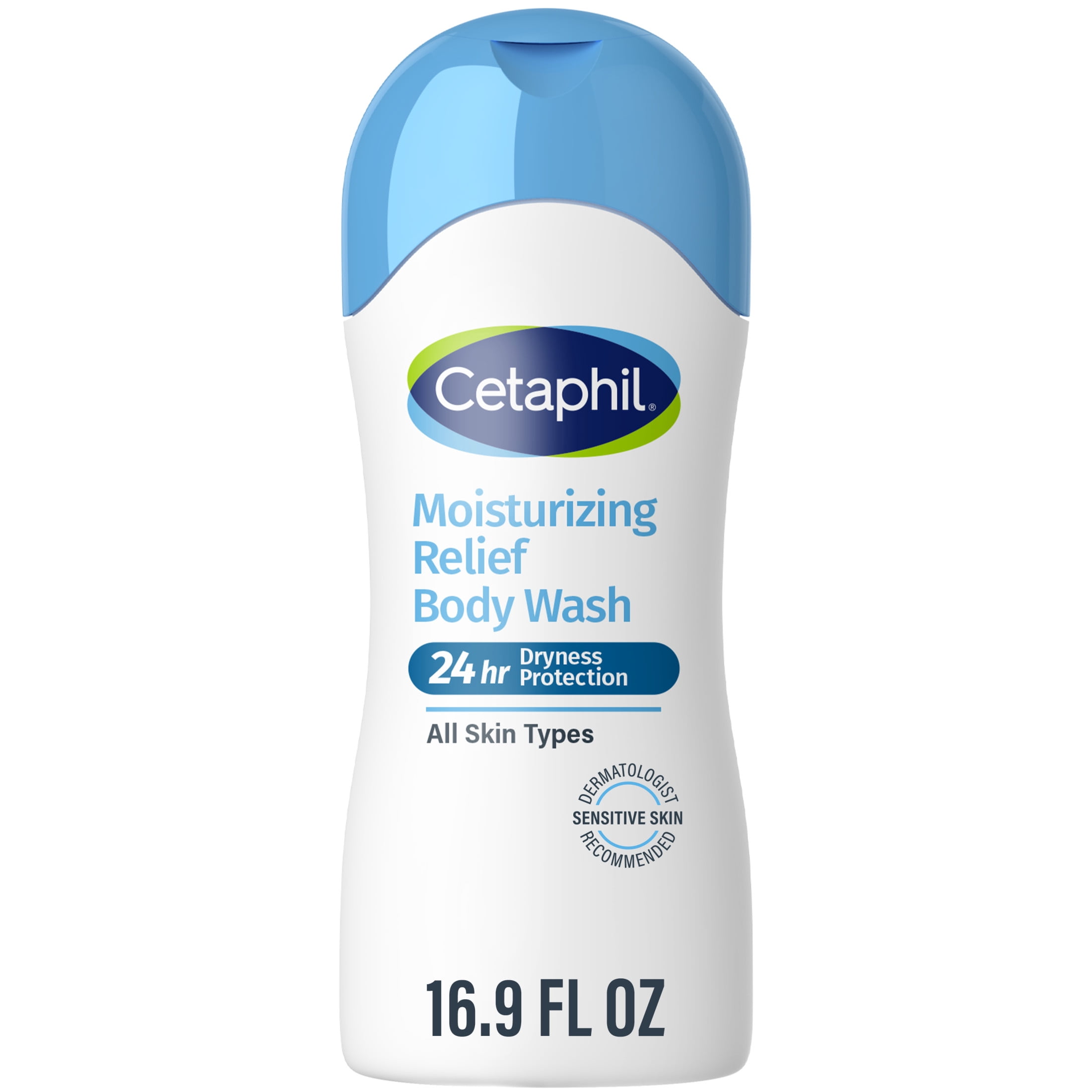 Cetaphil Moisturizing Relief Body Wash for Sensitive Skin, 24 Hour Dry Skin Relief, 16.9 fl oz