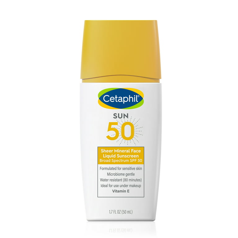 Cetaphil Sheer 100% Mineral Liquid Sunscreen for Face, Broad SPF 50, 1.7 oz - Walmart.com
