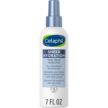 Cetaphil Sheer Hydration Body Spray Moisturizer, 7 oz, Fragrance Free, 48-Hour Hydration