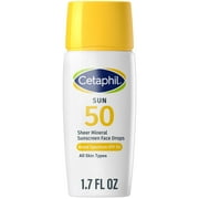Cetaphil Sheer Mineral Face Sunscreen Moisturizing Drops, SPF 50, Travel Size, 1.7 fl oz