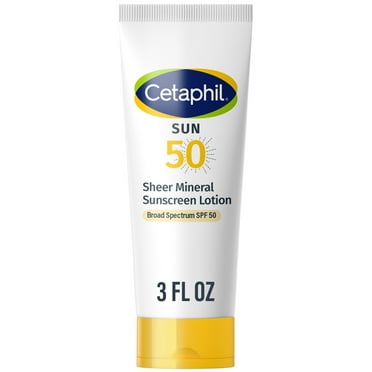 Cetaphil Sheer Mineral Sunscreen Lotion, SPF 50, Fragrance Free, 3 oz