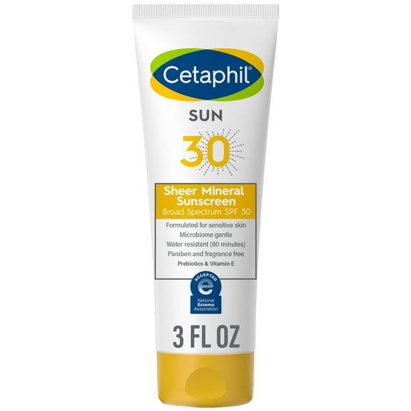 Cetaphil Sheer Mineral Sunscreen Lotion for Face & Body, Broad Spectrum SPF 30, 3 oz