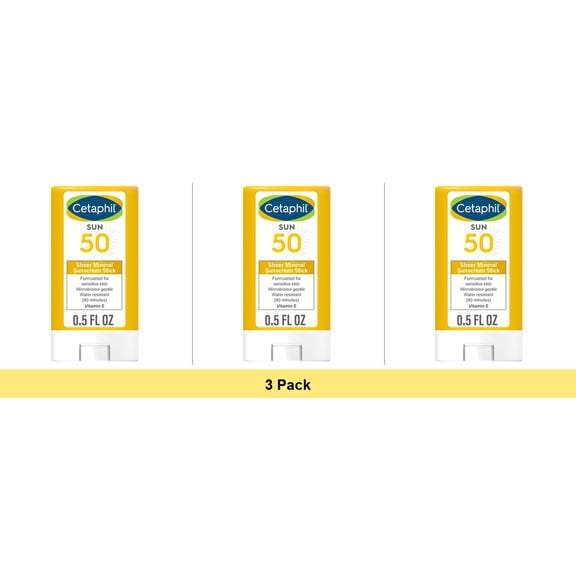 Cetaphil Sheer Mineral Sunscreen Stick SPF 50, 0.5 oz - 3 Pack