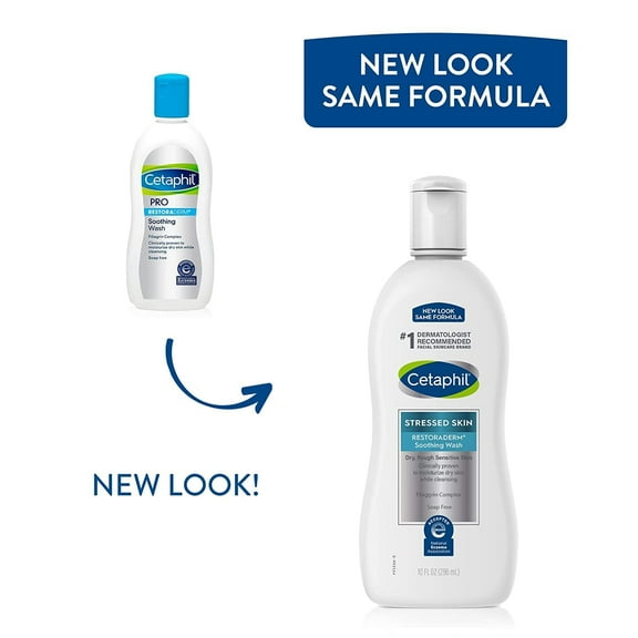 Cetaphil Stressed Skin Restoraderm Eczema Soothing Body Wash, Fragrance Free 10 oz, 6 Pack