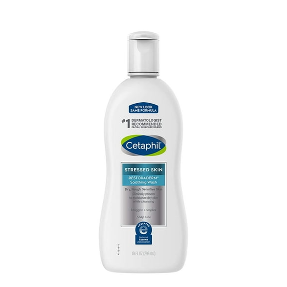 Cetaphil Stressed Skin Restoraderm, Eczema Soothing Body Wash, Fragrance-Free 10 oz, 6 Pack
