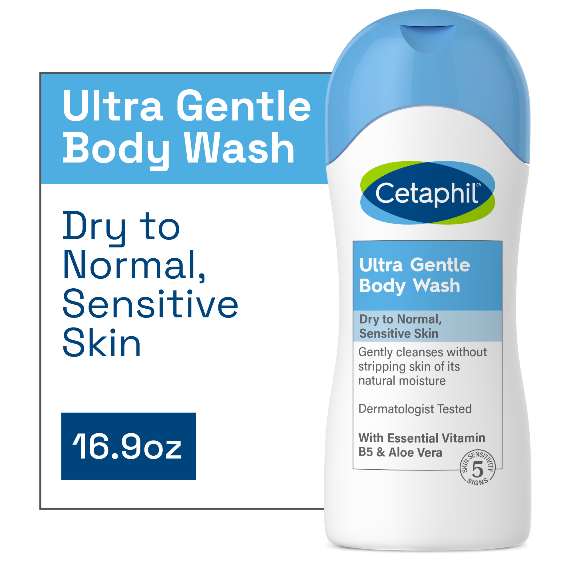 Cetaphil Ultra Gentle Body Wash, Fragrance Free, 16.9 oz, For Dry to Normal, Sensitive Skin - image 1 of 10