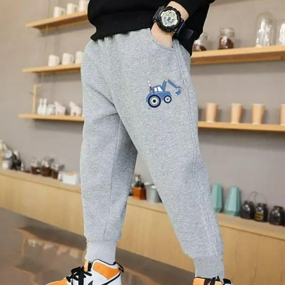 Cethrio Active Sweatpants for Boys, Cotton Elastic Waist Casual Running Jogger Pants Gray Size 4 T