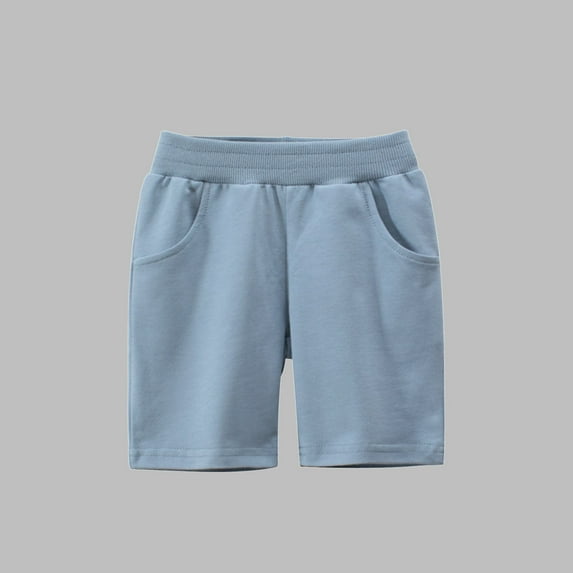 Cethrio Athletic Shorts for Boys, Elastic Waist Casual Loose Cotton Summer Shorts Light Blue Size 1-2 T