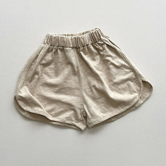 Cethrio Athletic Shorts for Boys, Loose Cotton Elastic Waist Sports Summer Shorts Khaki Size 7-8 T