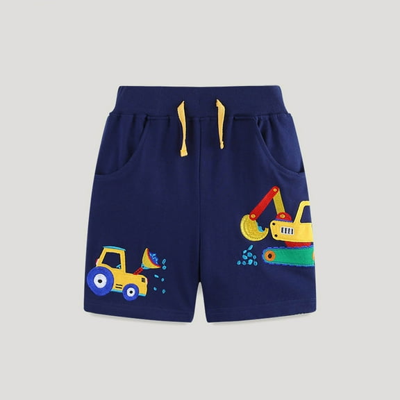 Cethrio Athletic Shorts for Girls, Casual Drawstring Graphic Sports Summer Shorts Navy Size 6 T