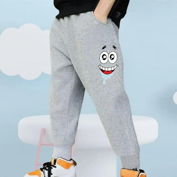 Cethrio Athletic Sweatpants for Boys, Lightweight Elastic Waist Casual Cotton Kids Joggers Gray Size 8 T