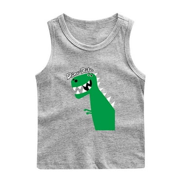 Cethrio Athletic Tank Tops for Boys, Crew Neck Cotton Graphic Summer Sleeveless T-Shirts Gray Size 10-12 T