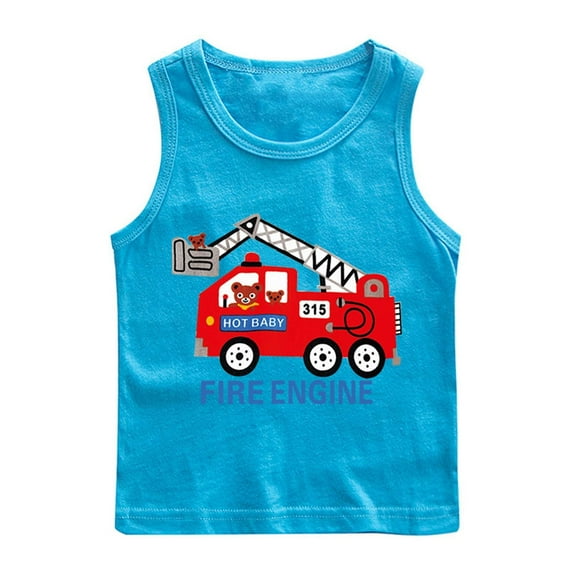 Cethrio Athletic Tank Tops for Boys, Soft Crew Neck Graphic Cotton Sleeveless T-Shirts Sky Blue Size 11-12 T