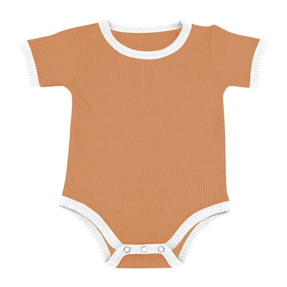 Cethrio Kids Boys Bodysuits, Cotton One Piece Short Sleeve Soft Boys Outfit Sets Brown Size 3-6 Months