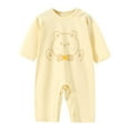 thumbnail image 1 of Cethrio Kids Boys Bodysuits, Breathable Long Sleeve One Piece Cotton Outfit Sets Yellow Size 3-6 Months, 1 of 2