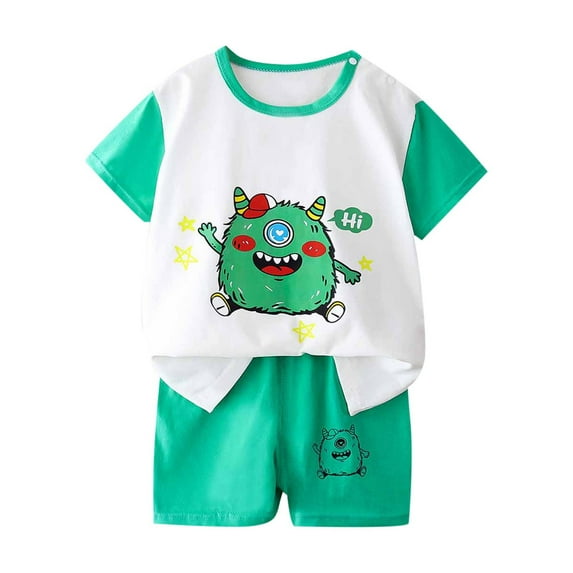 Cethrio Kids Boys Cotton Outfit Sets, Casual 2 Piece Summer T-shirts with Shorts Sets White Size 18-24 Months