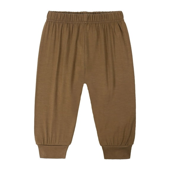 Cethrio Kids Boys Girls Sweatpants, Elastic Waist Solid Color Cotton Casual Jogger Pants Brown Size 9 Months