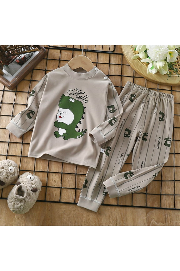 Kids Boys Pajama Sets, 2 Piece Cotton Soft Fall Winter Sleepwear Gray Size 12 Months