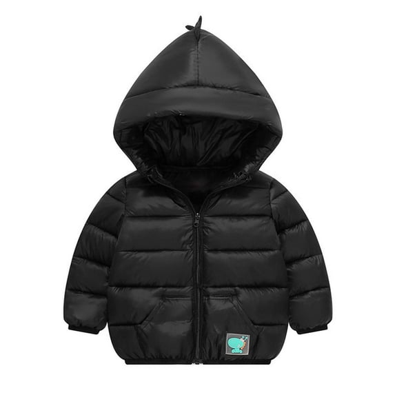 Cethrio Baby Boys Puffer Jackets, Lightweight Zip up Warm Hooded Winter Coats Black Size 6-12Months