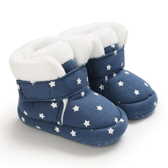 Cethrio Kids Boys Snow Boots, Non Slip Cotton Warm Lightweight Winter Shoes Blue Size 6-9 Months