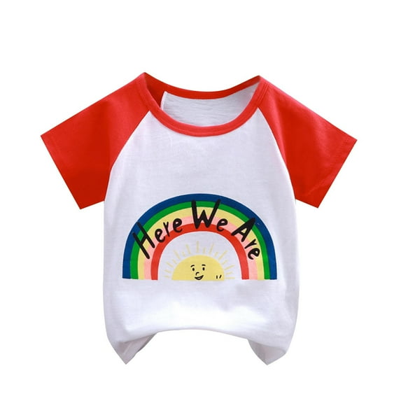 Cethrio Kids Boys T-Shirts, Short Sleeve Casual 2025 Graphic Tees Summer Tops Red Size 6-12 Months