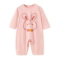 thumbnail image 1 of Cethrio Kids Girls Bodysuits, Long Sleeve One Piece Crewneck Cotton Outfit Sets Pink Size 6-9 Months, 1 of 2
