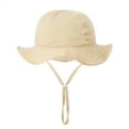 thumbnail image 1 of Cethrio Kids Girls Boys Sun Hats, Wide Brim Cute Cotton Breathable Summer Hats Khaki Size 3-12Months, 1 of 3