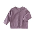 thumbnail image 1 of Cethrio Kids Girls Cardigans, Buttons Soft Knitting Cotton Long Sleeve Spring Fall Sweaters Purple Size 6-9Months, 1 of 4
