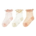 thumbnail image 1 of Cethrio Kids Girls Cotton Ankle Socks, Breathable Summer 3 Pack Ruffle Socks Pink Size 0-6Months, 1 of 6