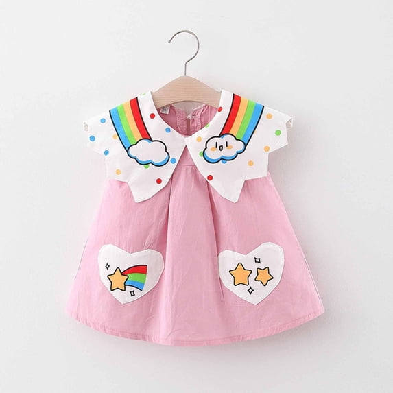 Cethrio Baby Girls Dresses- Casual Fashion Sleeveless Cute Cotton Girls Summer Dresses Pink Size 12-18 Months