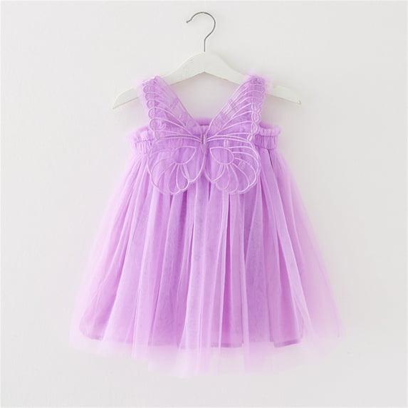 Cethrio Kids Girls Dresses- Casual Sleeveless Fashion Cute Mesh Girls Summer Dresses Purple Size 4T