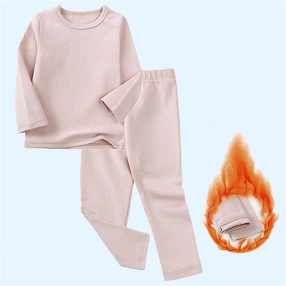 Cethrio Kids Girls Pajama Sets, Long Sleeve Cotton Comfy Thermal Sleepwear Sets Pink Size 9Months-9T